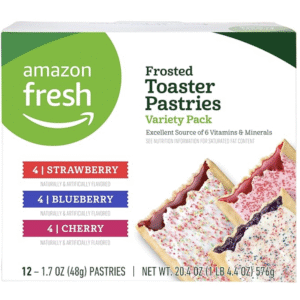 Amazon Fresh – Toaster Pastries Variety Pack (Strawberry, Blueberry, Cherry), Packing May Vary