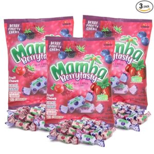 Mamba Berry Tasty Fruit Chews, Individually Wrapped Pieces, Candy Bowl Filler Treats, 3.52 Ounces (Pack of 3)