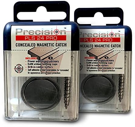 Precision Lock PLS 24 PRO Concealed Magnetic Catch for Heavy Duty Doors, Pack of 2